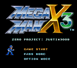 Mega Man X3 - Zero Project (Ver. 1.0) Title Screen